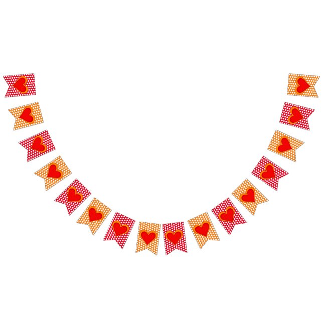 White Polka Dots pattern with hearts 1 Bunting Flags (All)