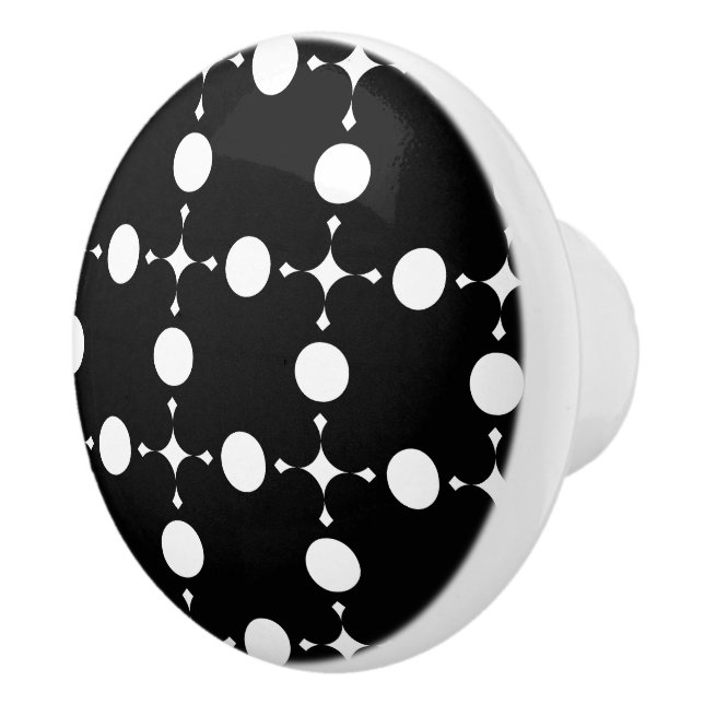 White Polka Dots, Polka Dot Pattern, Dots, Dotted Ceramic Knob (Right)