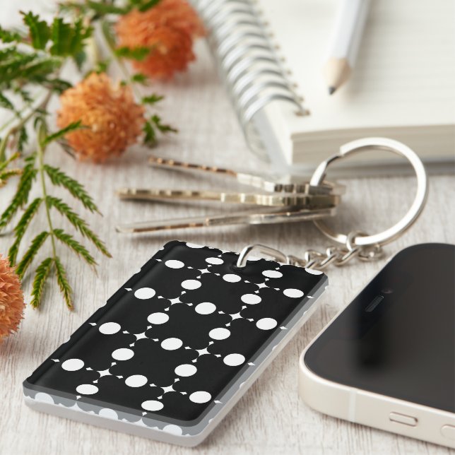 White Polka Dots, Polka Dot Pattern, Dots, Dotted Keychain (Front Right)