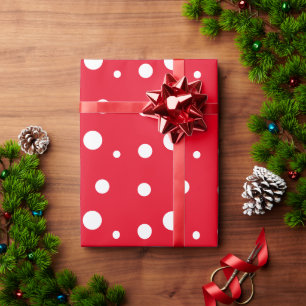 White Polka Dots Red colour Wrapping Paper