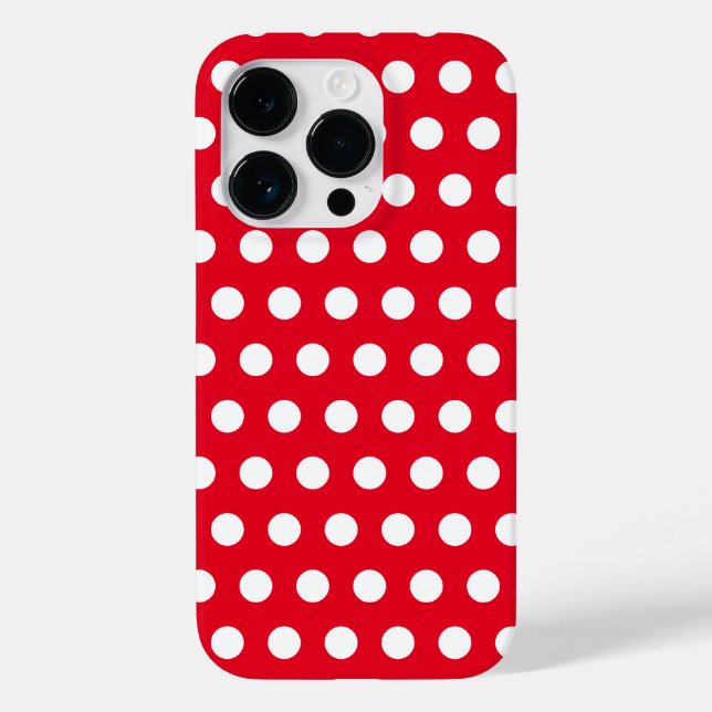 White Polka Dots Red iPhone Case - Custom Colours (Back)