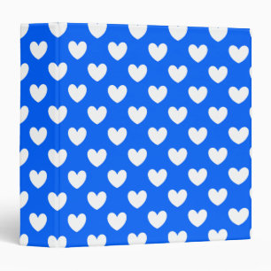 White polka hearts on blue binder