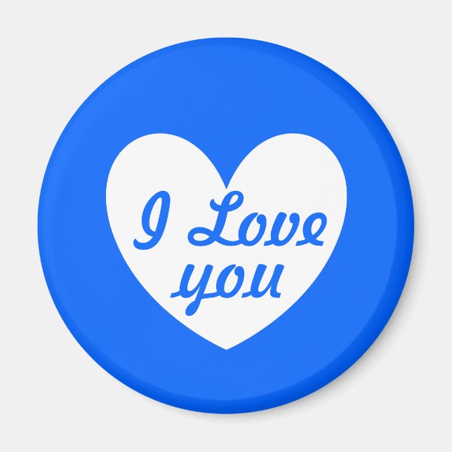 White polka hearts on blue magnet (Front)