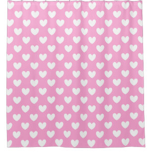 White polka hearts on Cotton Candy Pink