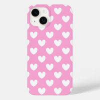 White polka hearts on Cotton Candy Pink