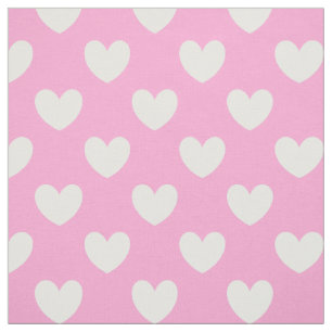 White polka hearts on Cotton Candy Pink Fabric