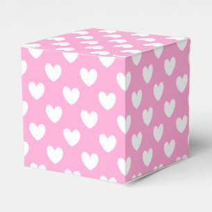 White polka hearts on Cotton Candy Pink Favor Box