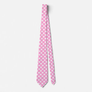 White polka hearts on Cotton Candy Pink Tie