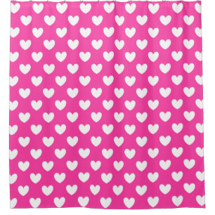 White polka hearts on fuchsia pink