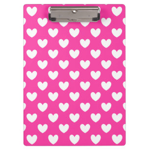 White polka hearts on fuchsia pink clipboard