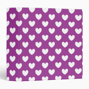 White polka hearts on purple binder