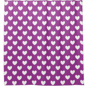 White polka hearts on Purple Cactus Flower purple