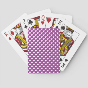 White polka hearts on Purple Cactus Flower purple Playing Cards