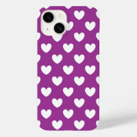 White polka hearts on purple