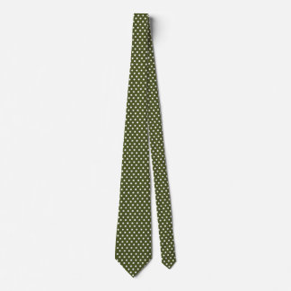White Polkadots Army Green Tie Cheap & Elegant