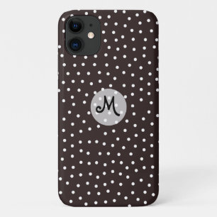 White Polkadots on Black With Unique Pattern iPhone 11 Case