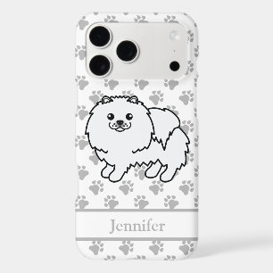 White Pomeranian Cute Cartoon Dog & Name