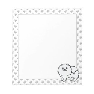 White Pomeranian Cute Cartoon Dog Notepad