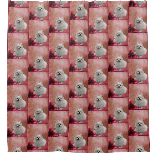 White Pomeranian Dog And Flowers Pattern (Front)