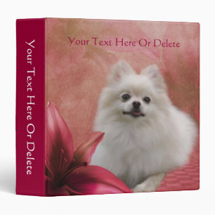 White Pomeranian Dog Lily Flowers Personalized Binder