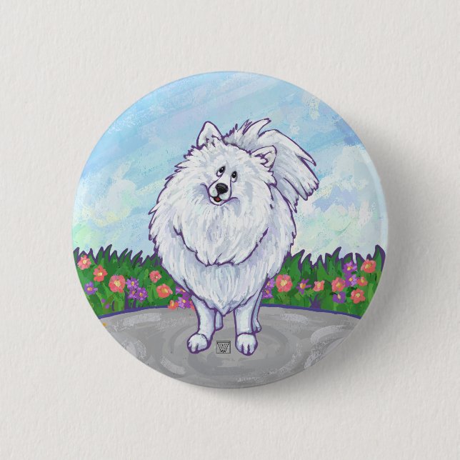 White Pomeranian Gifts & Accessories 2 Inch Round Button (Front)
