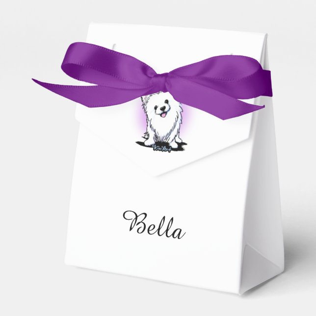 White Pomeranian Party Favour Bag Favor Box (Front Side)