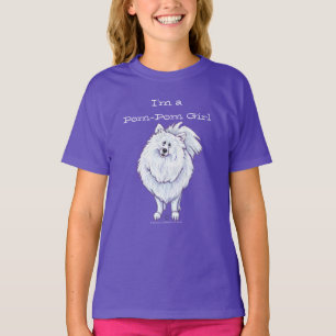 White Pomeranian Pom-Pom Girl T-Shirts