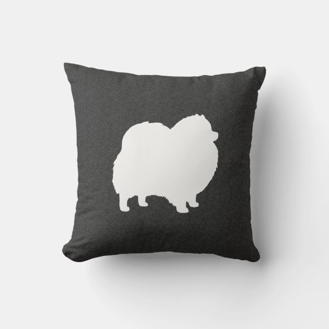 White Pomeranian Silhouette | Pommie Lover's Throw Pillow (Front)