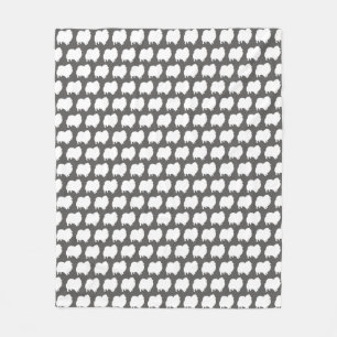 White Pomeranian Silhouettes Pattern Pom Lover's Fleece Blanket