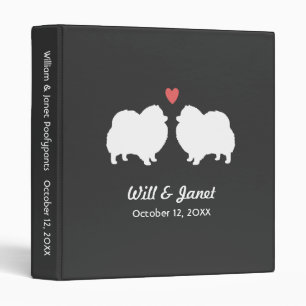 White Pomeranian Silhouettes with Heart and Text Binder
