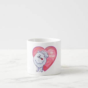 White Pomeranian Valentine's Day Espresso Cup