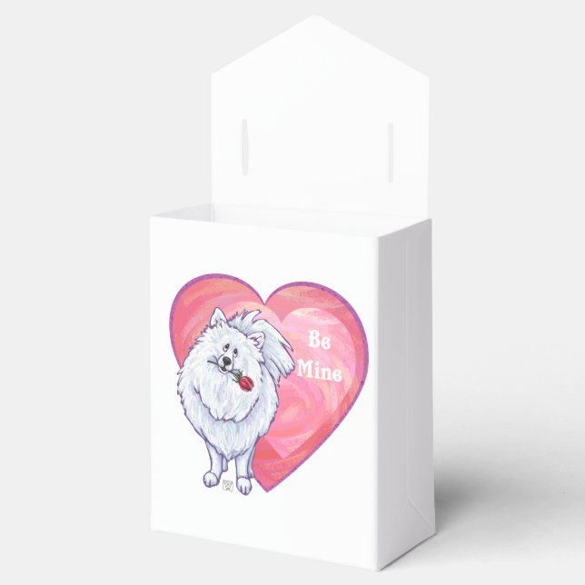 White Pomeranian Valentine's Day Favor Box (Opened)