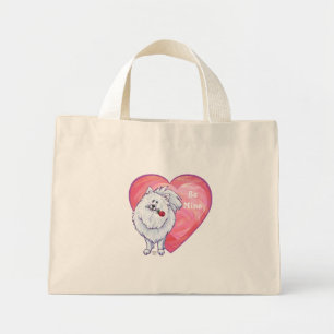 White Pomeranian Valentine's Day Mini Tote Bag