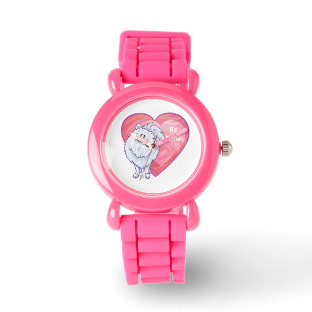 White Pomeranian Valentine's Day Watch (Front)
