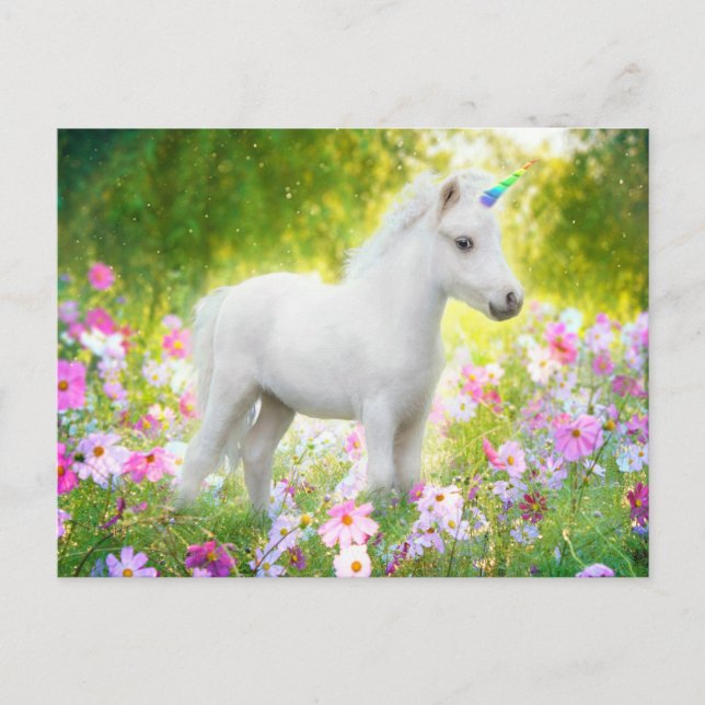 White Pony Unicorn Invitation Postcard (Front)