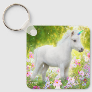 White Pony Unicorn Keychain