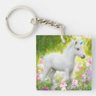White Pony Unicorn Keychain