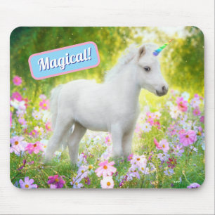 White Pony Unicorn Mouse Pad