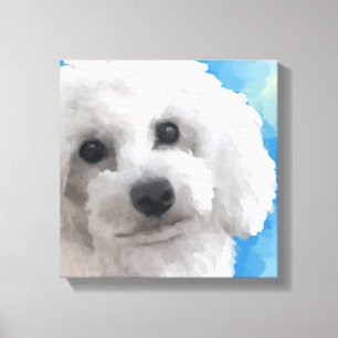 White Poodle Art Canvas Print