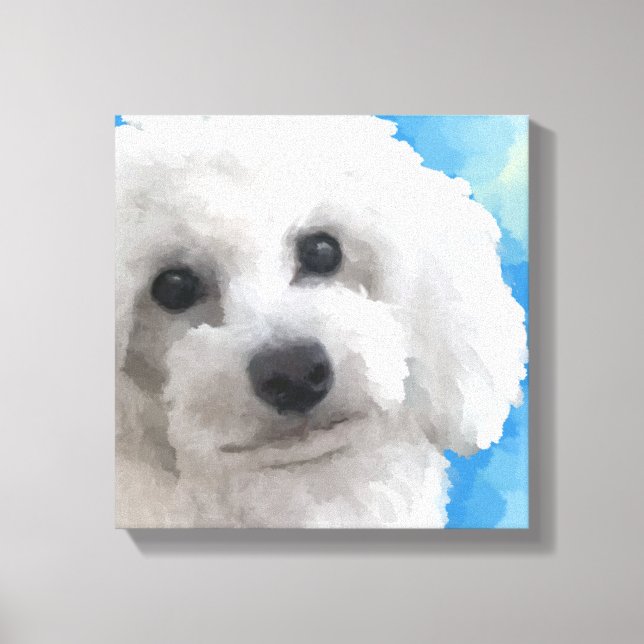 White Poodle Art Canvas Print (Front)