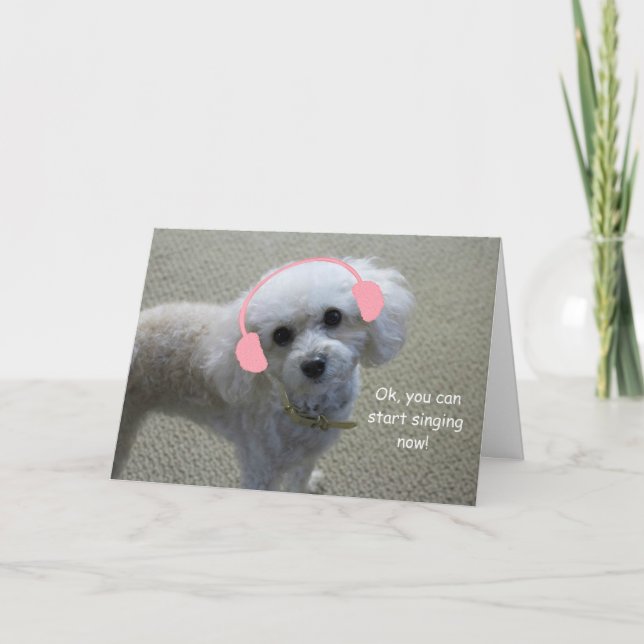 White Poodle Birthday Card by Focus for a Cause (Front)
