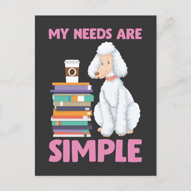 White poodle Books and Coffee Lover Bookworm Postcard (Front)