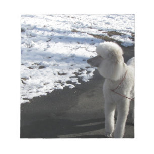 White Poodle by the Snow Notepad