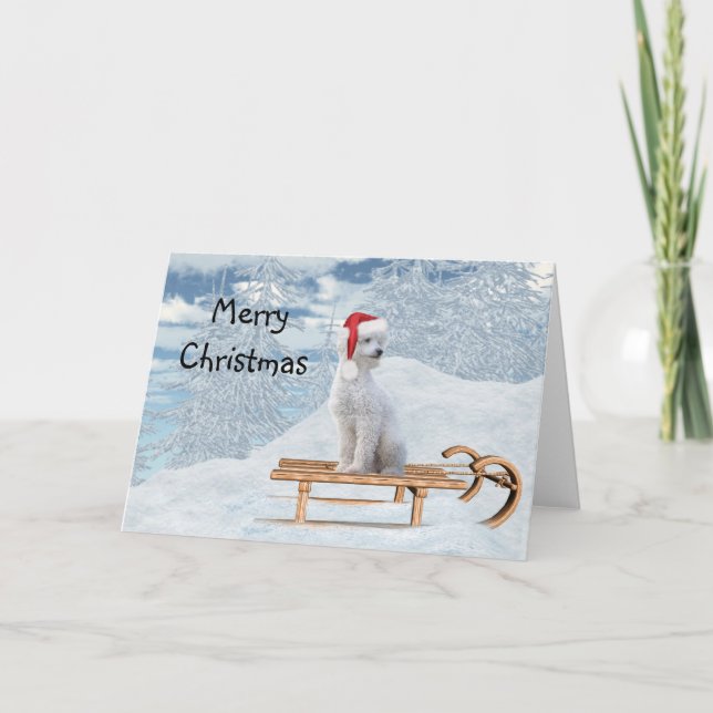 White Poodle Christmas Card (Front)