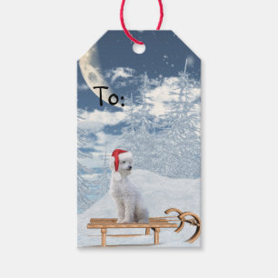 White Poodle Christmas Gift Tags