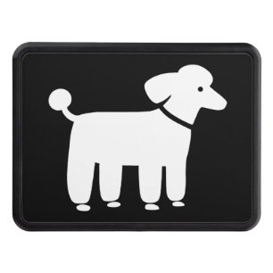 White Poodle Cool Pet Dog Design Black and White Trailer Hitch Cover