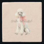 White Poodle Dog Hello Beautiful Stone Coaster<br><div class="desc">White Poodle Dog Hello Beautiful</div>