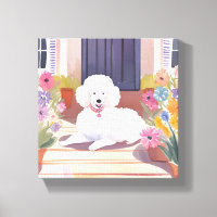 White Poodle | Dog Pet Watercolor Flowers