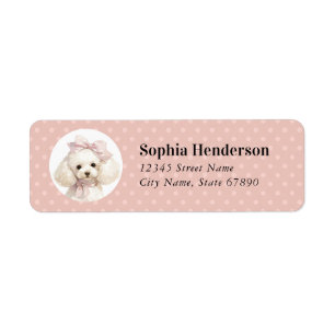 White Poodle Dog Return Address Label