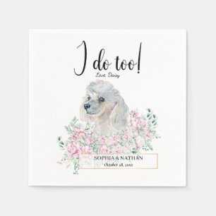 White Poodle Dog Wedding Cocktail Napkins